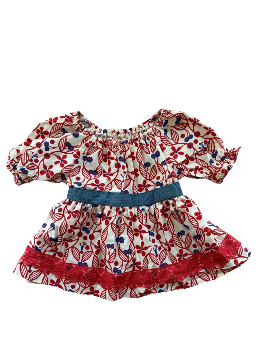 Matilda Jane Hello Lovely Crimson Cutie Top red white blue floral pattern 18 mos